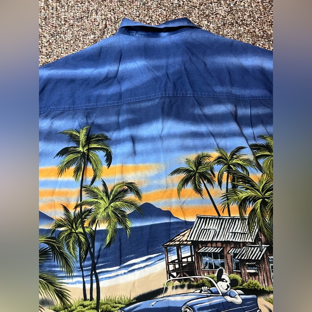 Big Dogs Vintage Hawaiian Shirt Tropical Beach Car Graphic Blue Large - Picture 11 of 12